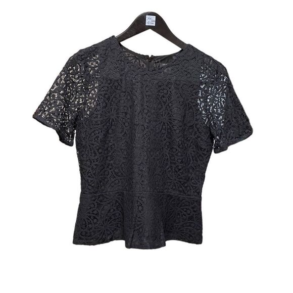 🌟70% OFF🌟Ann Taylor Black Lace Short Sleeve Top - Picture 1 of 2
